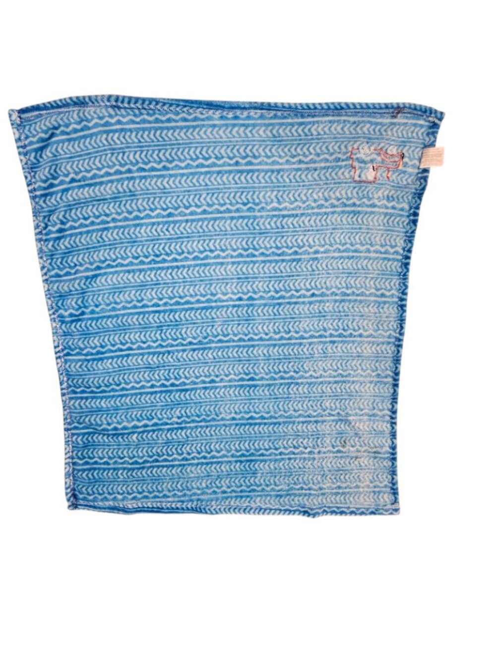 Le Bebe Favorite Red Tractor Truck Blue Zigzag Stripe Baby Blanket Fleece - Picture 5 of 7